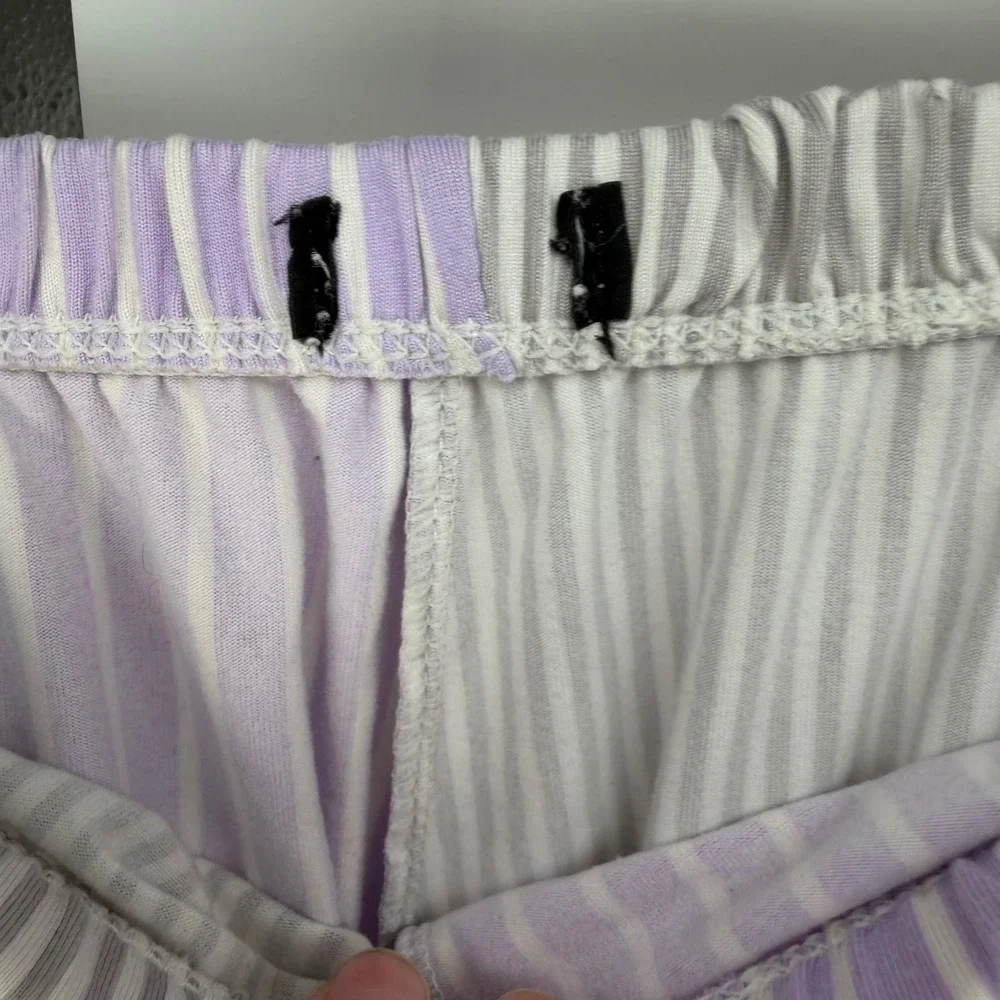 Simply Vera‎ Wang Pajama Set Women Large Purple Grey Striped Colorblock Lounge